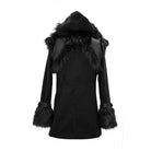 DEVIL FASHION Men's Goth Double-breasted Faux Fur Hooded Coat