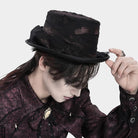 DEVIL FASHION Men's Gothic Bandage-Wrapped Streamers Top Hat Black