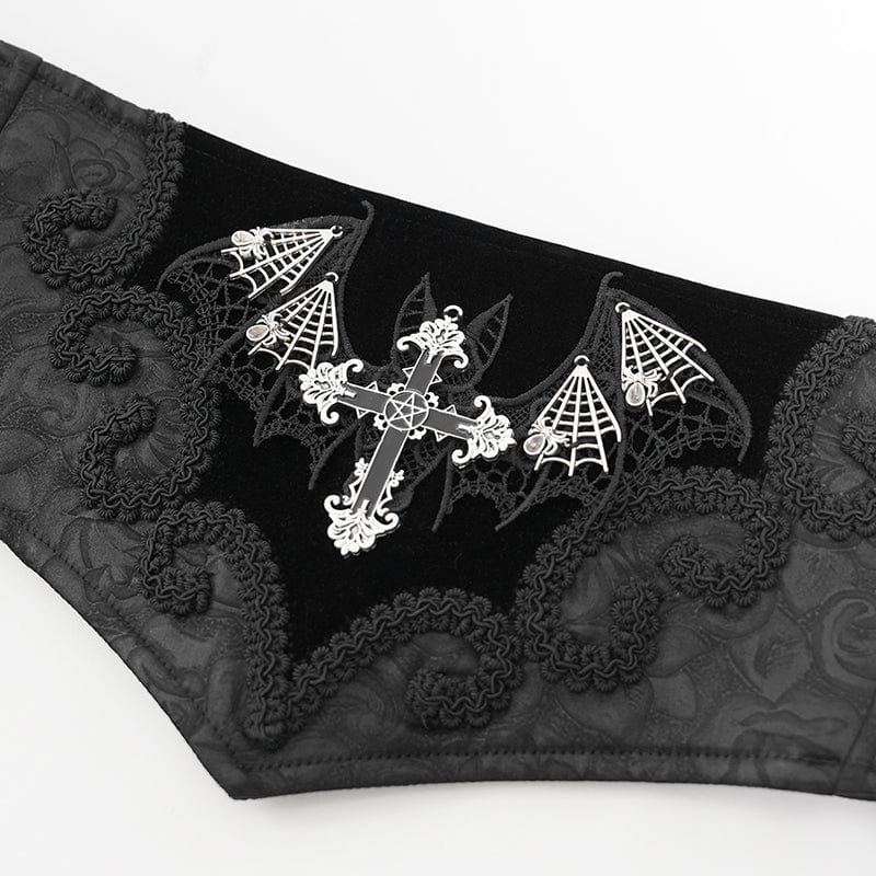 DEVIL FASHION Men's Gothic Bat Embroidered Cross Girdle