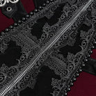 DEVIL FASHION Men's Gothic Beaded Trim Buckle Strap Zip Jacket Black