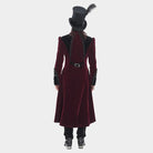 DEVIL FASHION Men's Gothic Beaded Trim Buckle Strap Zip Jacket Red