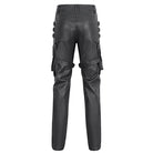 DEVIL FASHION Men's Gothic Big-pocket Gold Studded Faux Leather Pants