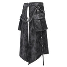 DEVIL FASHION Men's Gothic Buckle-up Chain Rivets Skirt