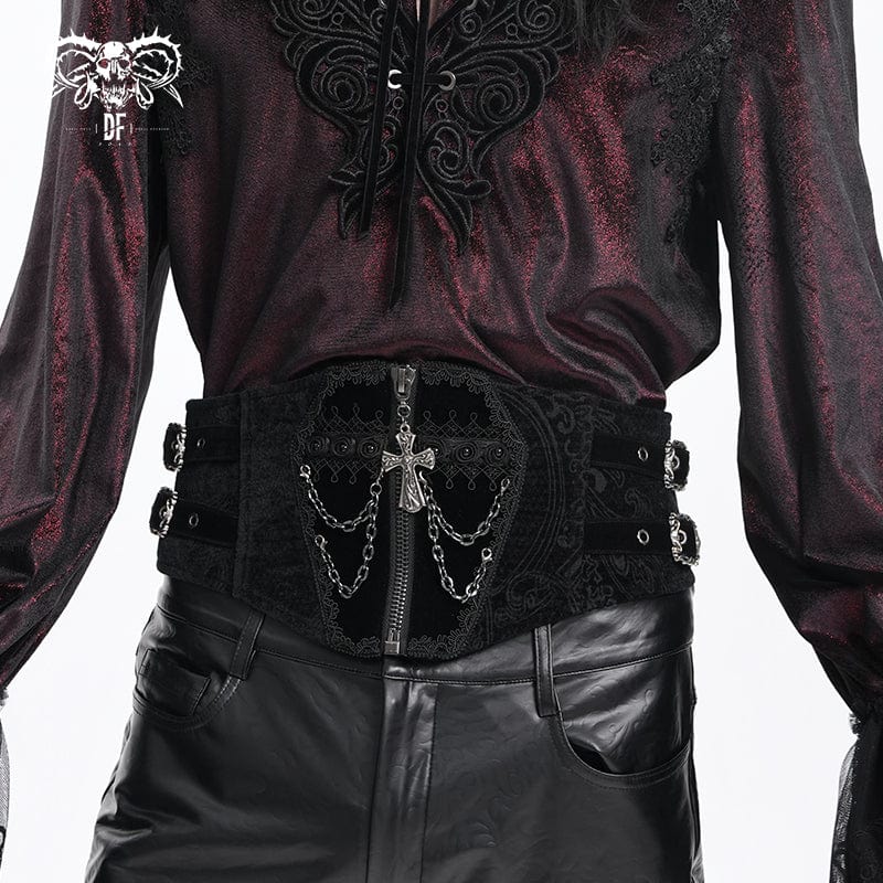 DEVIL FASHION Men's Gothic Buckle-up Cross Chain Girdle