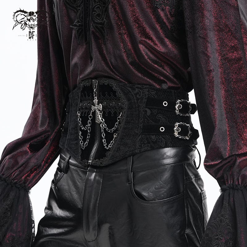 DEVIL FASHION Men's Gothic Buckle-up Cross Chain Girdle