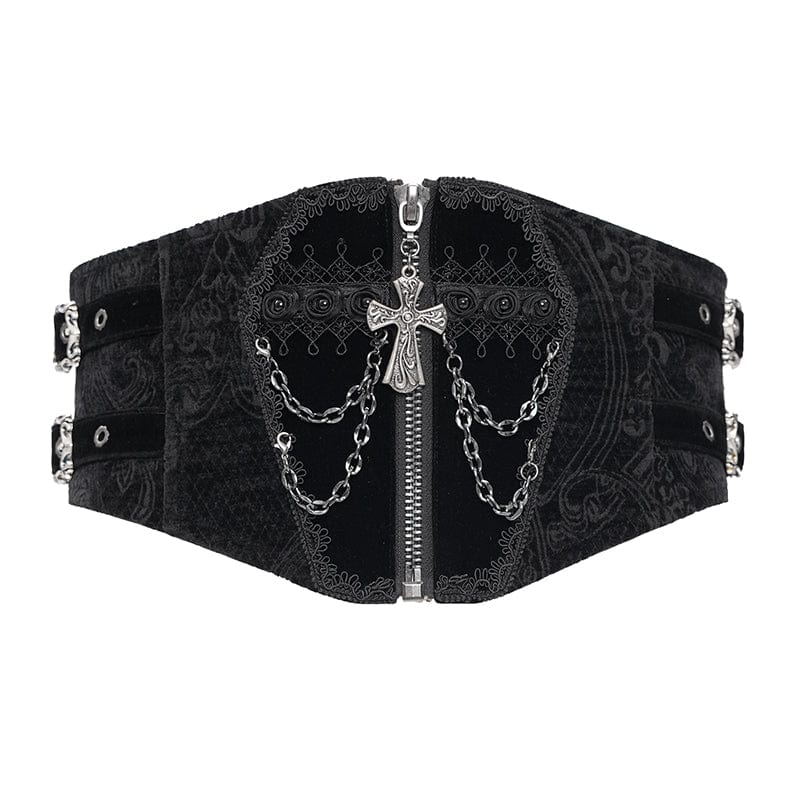 DEVIL FASHION Men's Gothic Buckle-up Cross Chain Girdle