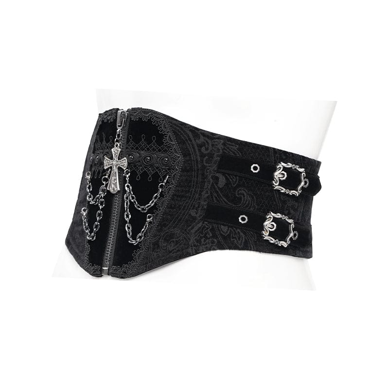 DEVIL FASHION Men's Gothic Buckle-up Cross Chain Girdle