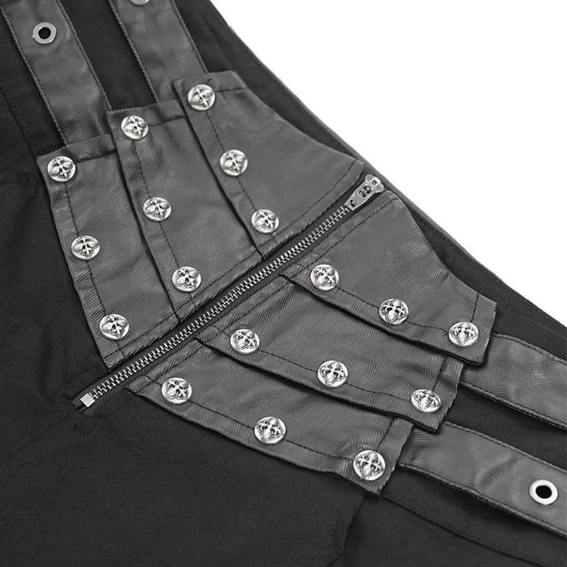 DEVIL FASHION Men's Gothic Buckle-up Studs Trousers