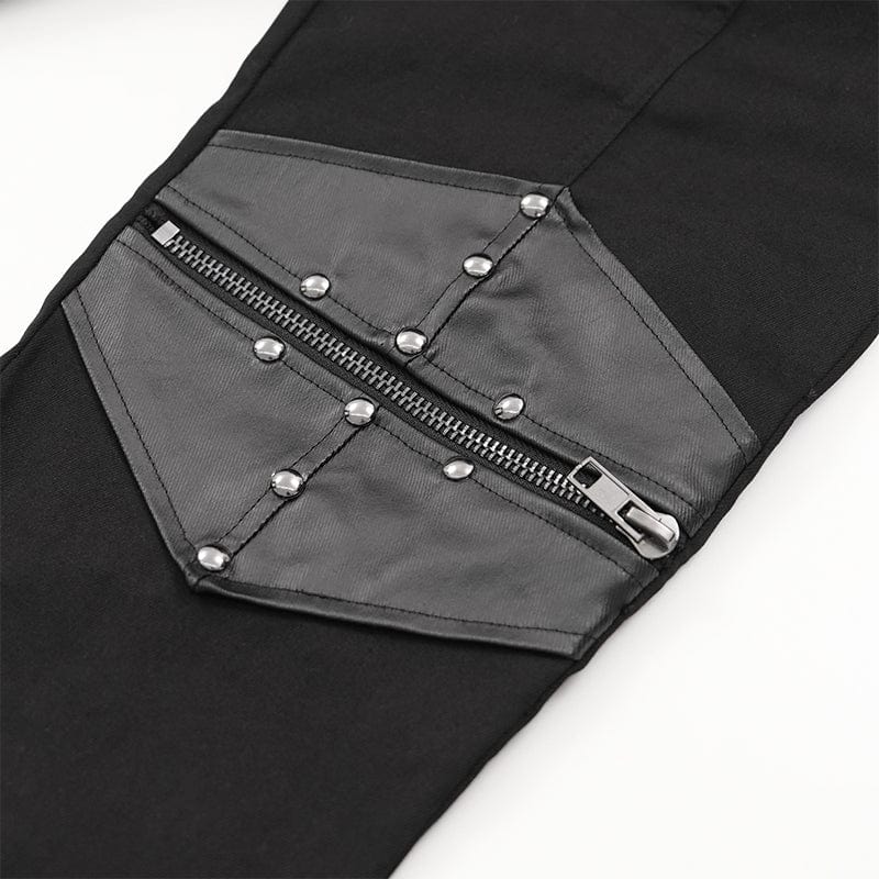 DEVIL FASHION Men's Gothic Buckle-up Studs Trousers