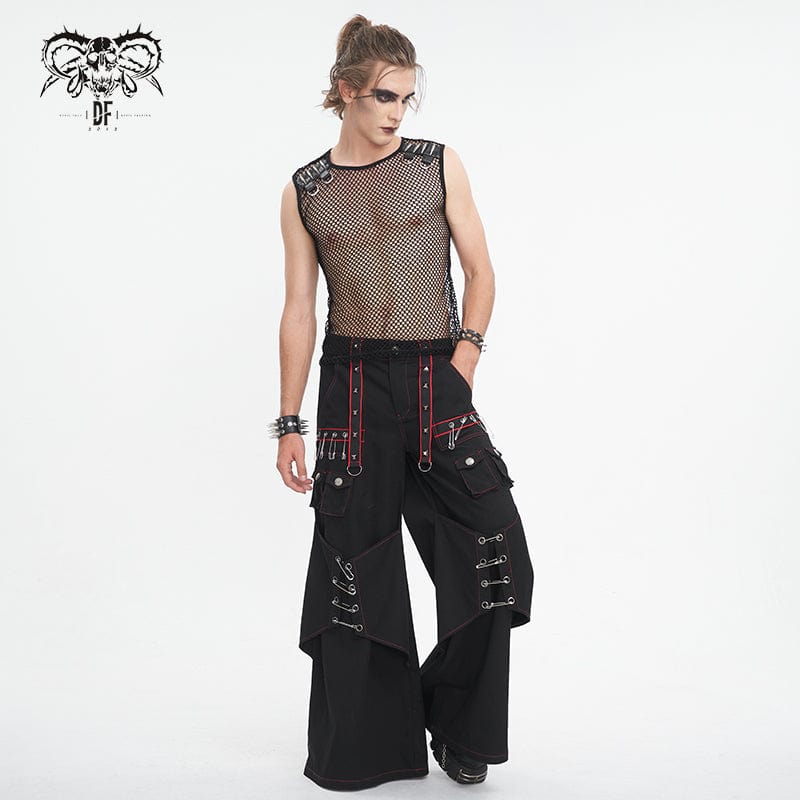 DEVIL FASHION Men's Gothic Bullet Sheer Mesh Tank Top