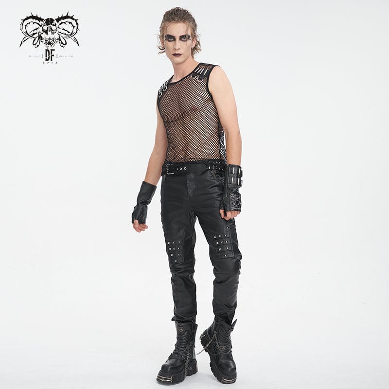 DEVIL FASHION Men's Gothic Bullet Sheer Mesh Tank Top