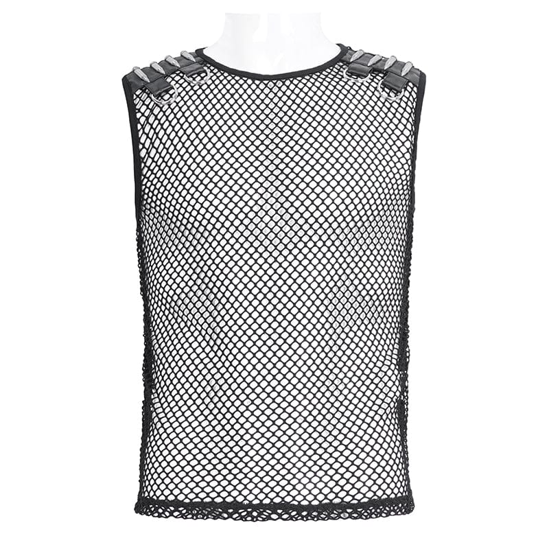 DEVIL FASHION Men's Gothic Bullet Sheer Mesh Tank Top