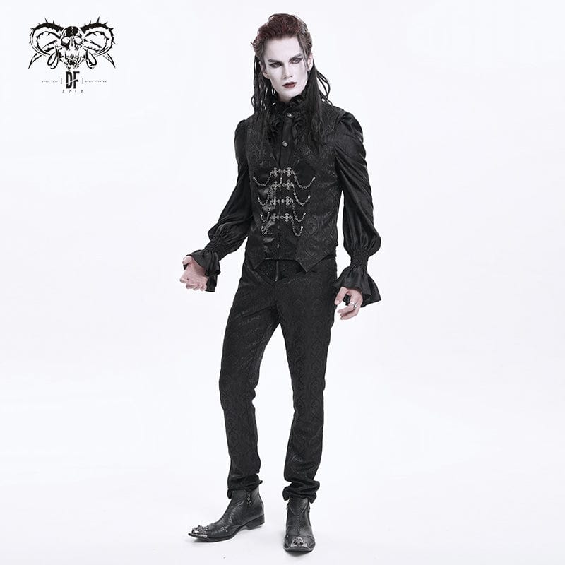 DEVIL FASHION Men's Gothic Chain Buckle-up Vest