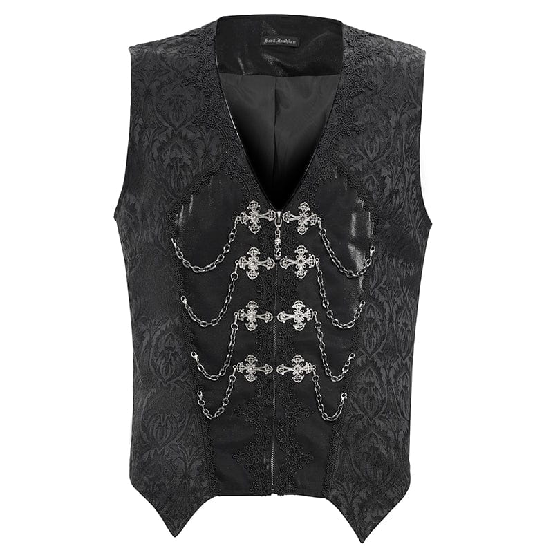 DEVIL FASHION Men's Gothic Chain Buckle-up Vest