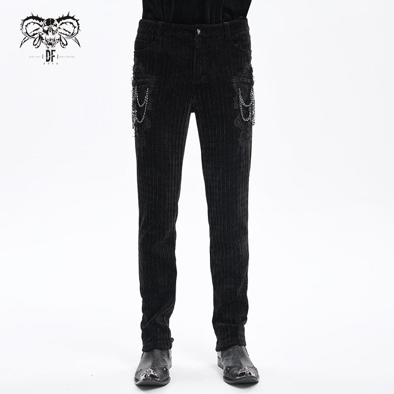 DEVIL FASHION Men's Gothic Chain Crochet Trousers