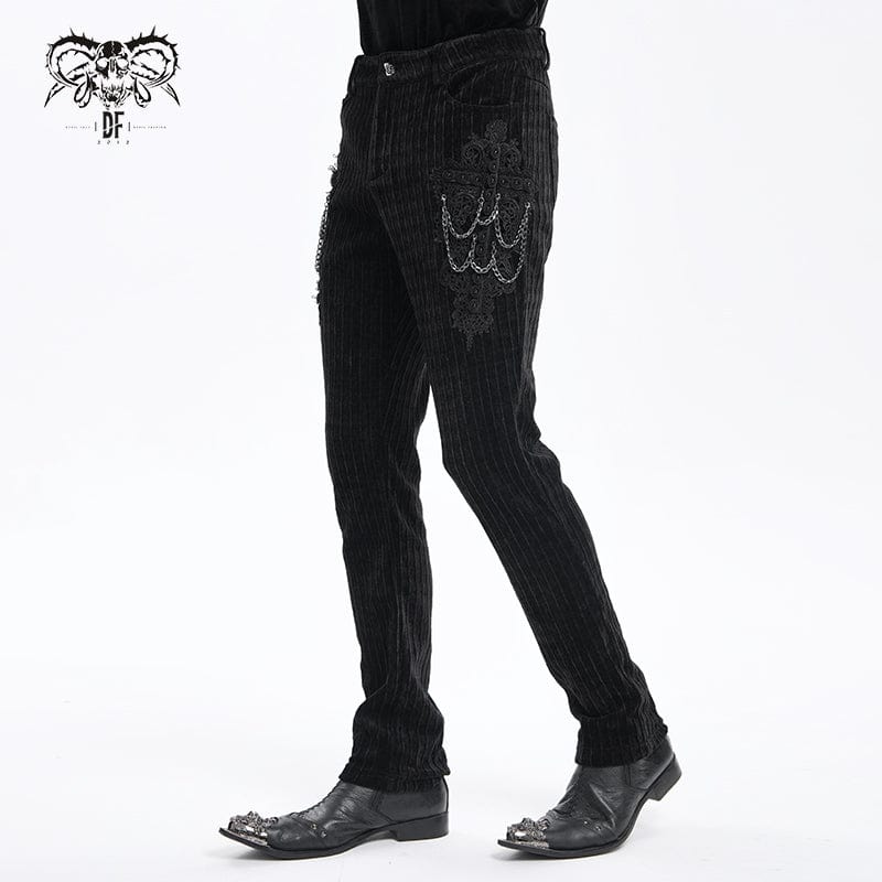 DEVIL FASHION Men's Gothic Chain Crochet Trousers