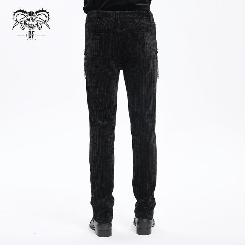 DEVIL FASHION Men's Gothic Chain Crochet Trousers