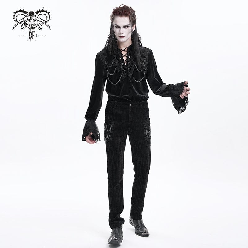 DEVIL FASHION Men's Gothic Chain Crochet Trousers