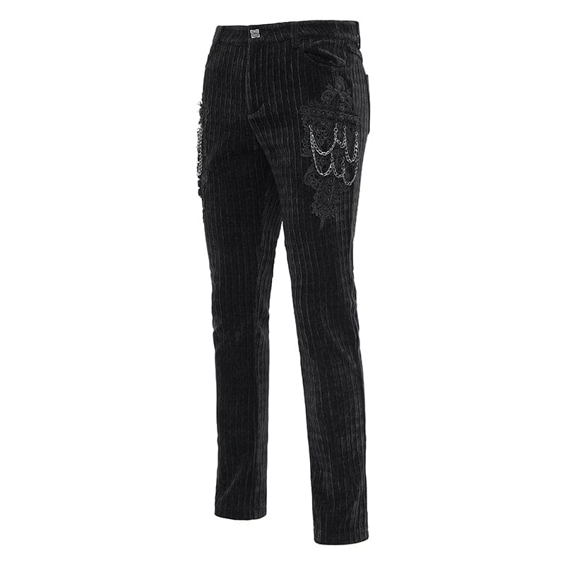 DEVIL FASHION Men's Gothic Chain Crochet Trousers