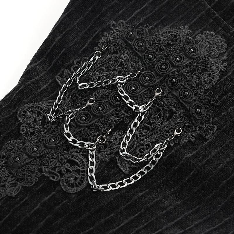 DEVIL FASHION Men's Gothic Chain Crochet Trousers