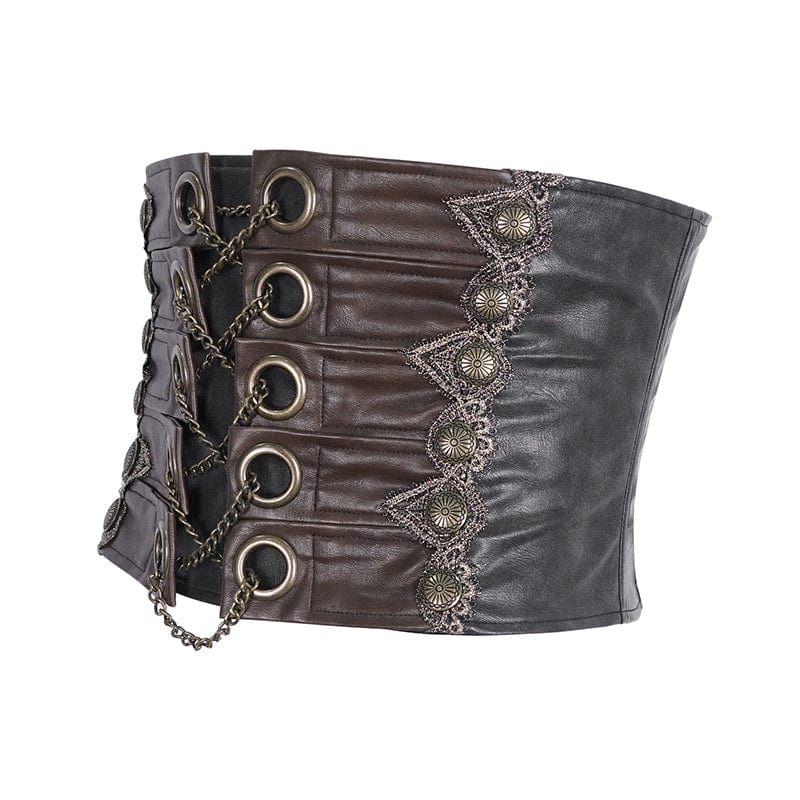 DEVIL FASHION Men's Gothic Chain Faux Leather Belt