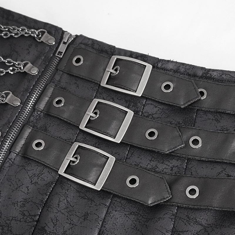 DEVIL FASHION Men's Gothic Chain Multi-buckle Skirt