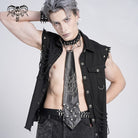 DEVIL FASHION Men's Gothic Chain Splice Buckle Choker Necktie