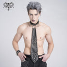 DEVIL FASHION Men's Gothic Chain Splice Buckle Choker Necktie