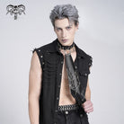 DEVIL FASHION Men's Gothic Chain Splice Buckle Choker Necktie