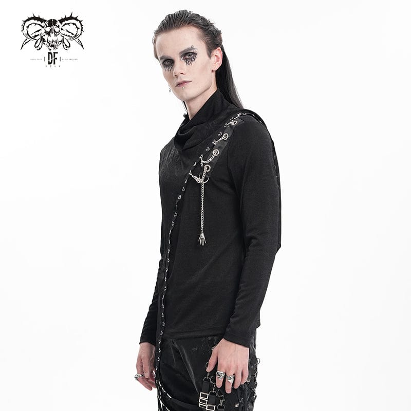 DEVIL FASHION Men's Gothic Chain Splice Sweatershirt