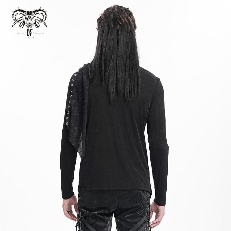 DEVIL FASHION Men's Gothic Chain Splice Sweatershirt