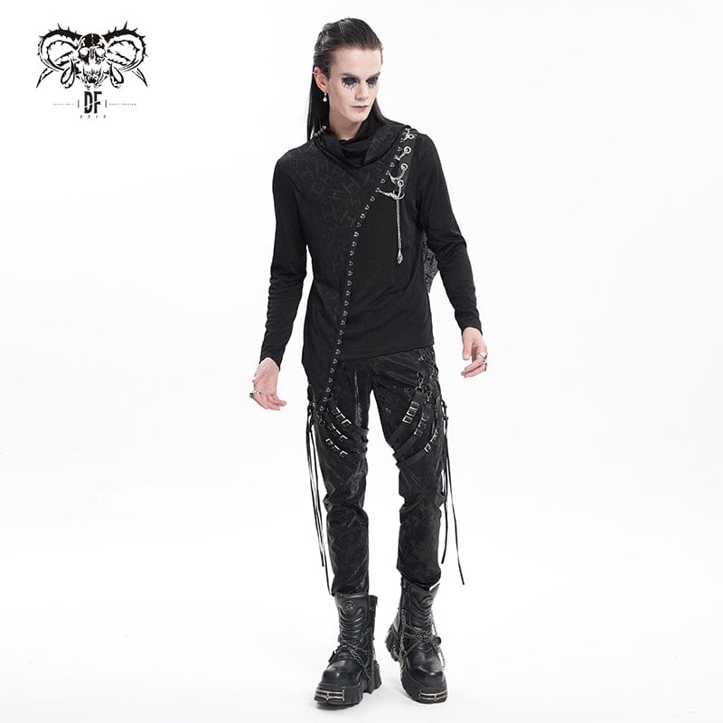 DEVIL FASHION Men's Gothic Chain Splice Sweatershirt