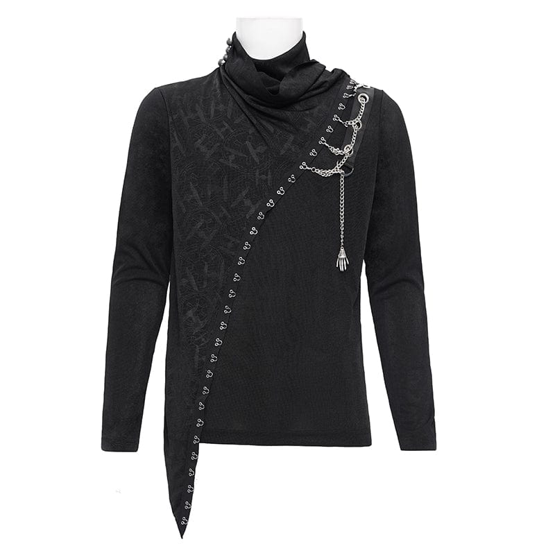 DEVIL FASHION Men's Gothic Chain Splice Sweatershirt