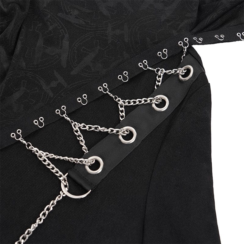 DEVIL FASHION Men's Gothic Chain Splice Sweatershirt