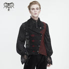 DEVIL FASHION Men's Gothic Contrast Color Embossed Feather Waistcoat