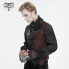 DEVIL FASHION Men's Gothic Contrast Color Embossed Feather Waistcoat
