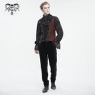 DEVIL FASHION Men's Gothic Contrast Color Embossed Feather Waistcoat