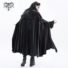 DEVIL FASHION Men's Gothic Crochet Strap Cloak Black Red