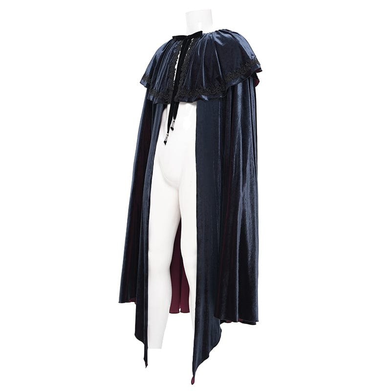 DEVIL FASHION Men's Gothic Crochet Strap Cloak Black Red