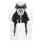 DEVIL FASHION Men's Gothic Cross Beaded Neckwear White