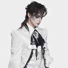 DEVIL FASHION Men's Gothic Cross Beaded Neckwear White