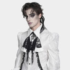 DEVIL FASHION Men's Gothic Cross Beaded Neckwear White