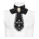 DEVIL FASHION Men's Gothic Cross Lace Ruffled Neckwear Black