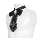 DEVIL FASHION Men's Gothic Cross Lace Ruffled Neckwear Black