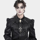 DEVIL FASHION Men's Gothic Cross Lace Ruffled Neckwear Black