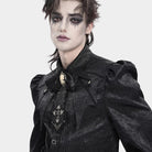 DEVIL FASHION Men's Gothic Cross Lace Ruffled Neckwear Black