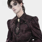 DEVIL FASHION Men's Gothic Cross Lace Ruffled Neckwear Red