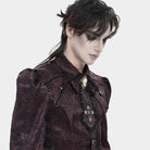 DEVIL FASHION Men's Gothic Cross Lace Ruffled Neckwear Red