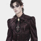 DEVIL FASHION Men's Gothic Cross Lace Ruffled Neckwear Red