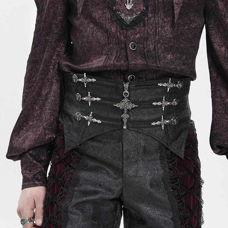 DEVIL FASHION Men's Gothic Cross Lace-up Zip Girdle